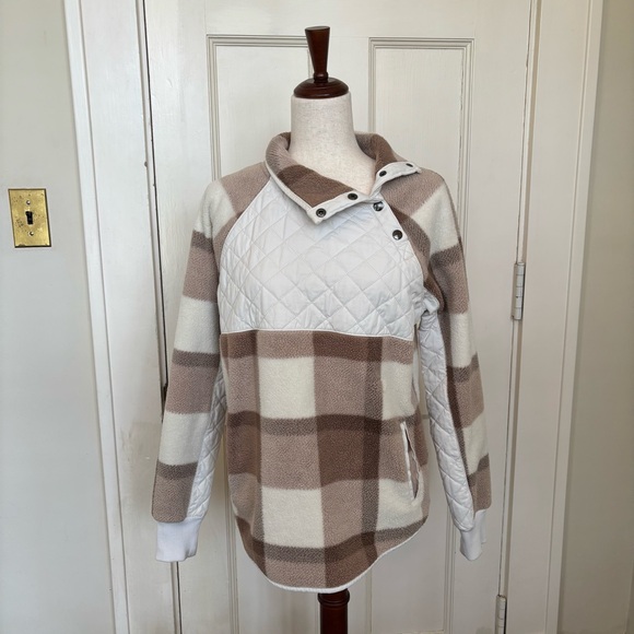 Abercrombie & Fitch Jackets & Blazers - Abercrombie & Fitch Brown Checkered Fleece Pullover Size Small‎